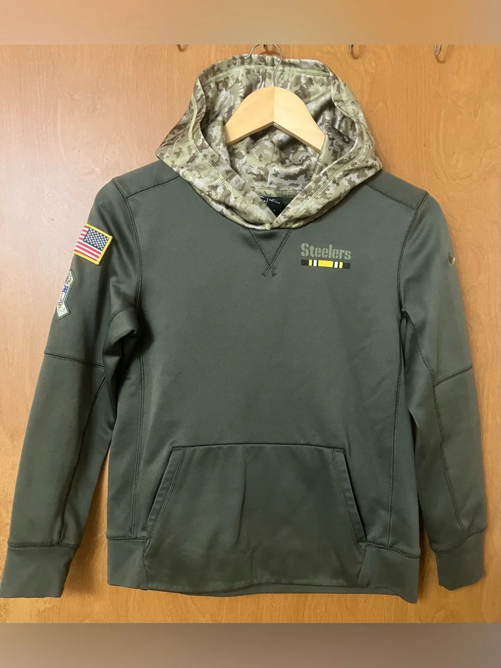 Nike Pittsburgh Steelers Salute To Service 2017 On Field Dri Fit Hoodie Boys YM